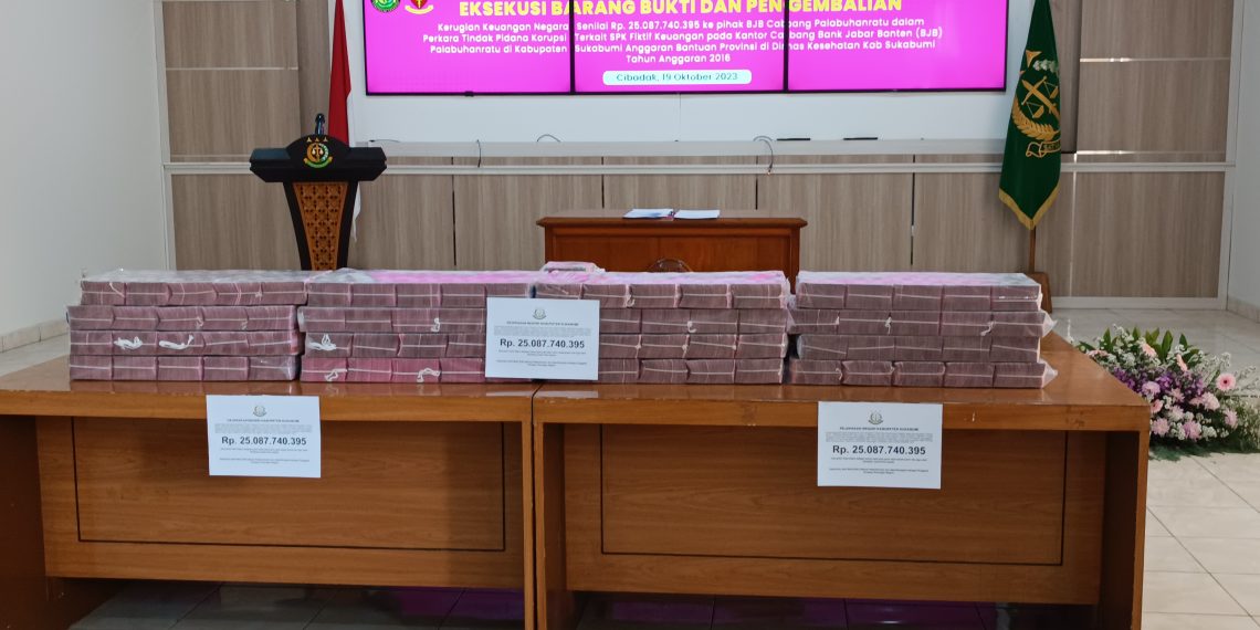 SPK Fiktif Pada Dinkes, Kejaksaan Negeri Cibadak Eksekusi Barang Bukti Uang Rp 25 M