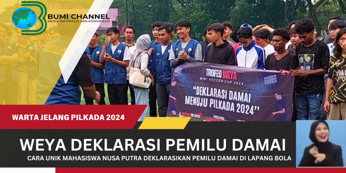 Cara Unik Mahasiswa Nusa Putra Deklarasikan Pilkada Damai 2024 di Lapangan Mini Soccer