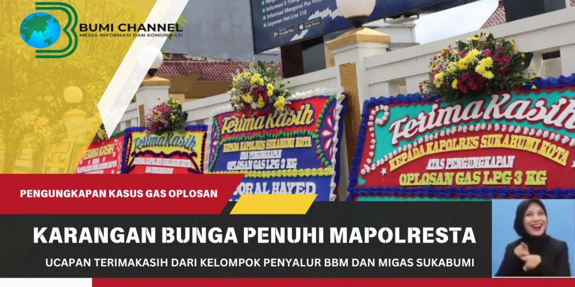 Berhasil Ungkap Kasus Elpiji Oplosan Pagar Mapolresta Sukabumi Dipenuhi Karangan Bunga