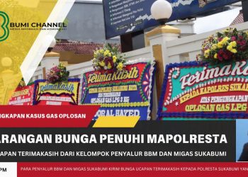 Berhasil Ungkap Kasus Elpiji Oplosan Pagar Mapolresta Sukabumi Dipenuhi Karangan Bunga