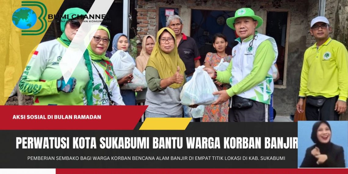 Perwatusi Kota Sukabumi Berikan Bantuan Sembako Bagi Warga Terdampak Banjir di Simpenan dan Palabuanratu