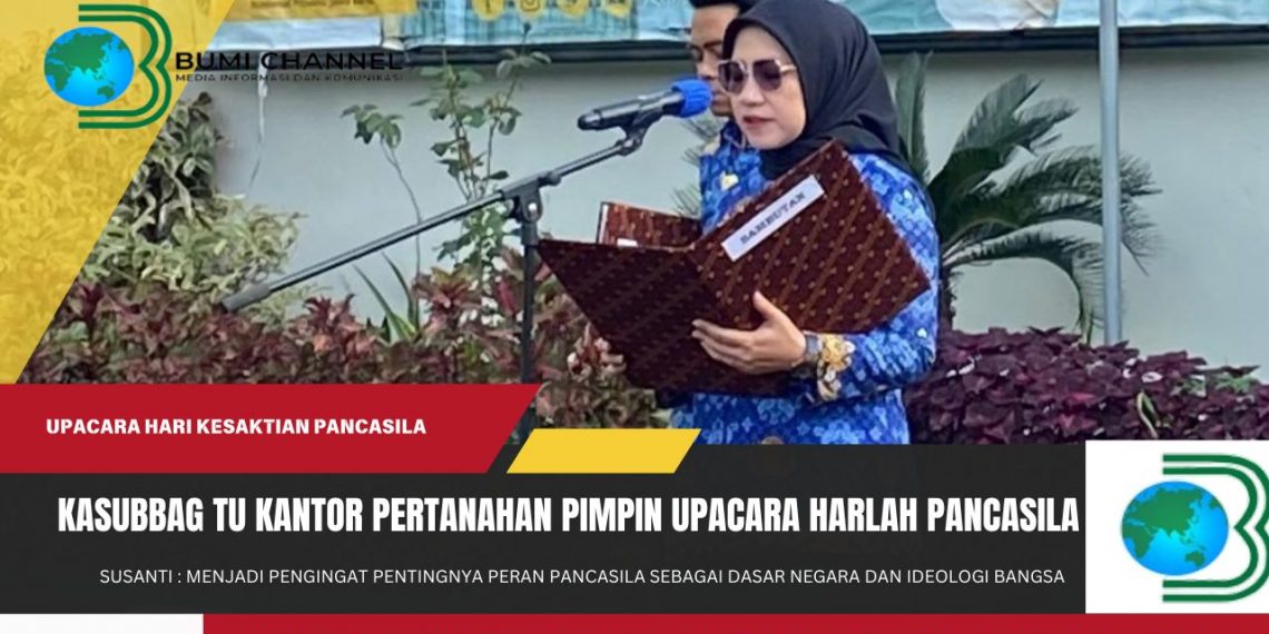 Kepala Subbagian Tata Usaha Kantor Pertanahan Kota Sukabumi Pimpin Upacara Hari Lahir Pancasila