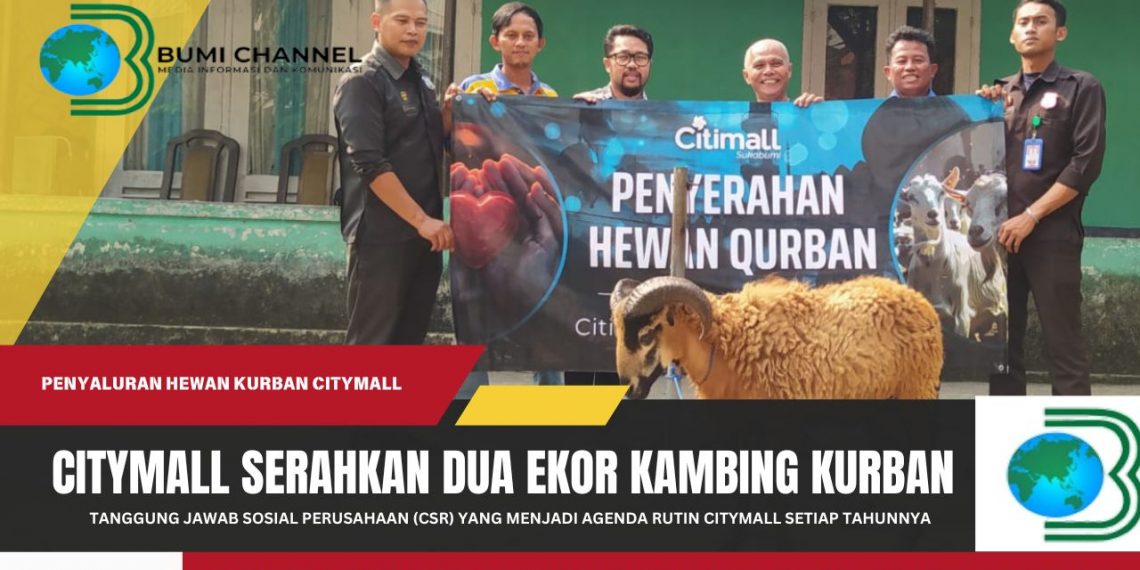 Citimall Sukabumi Serahkan Dua Ekor Kambing Kurban ke Dua Masjid Sekitar