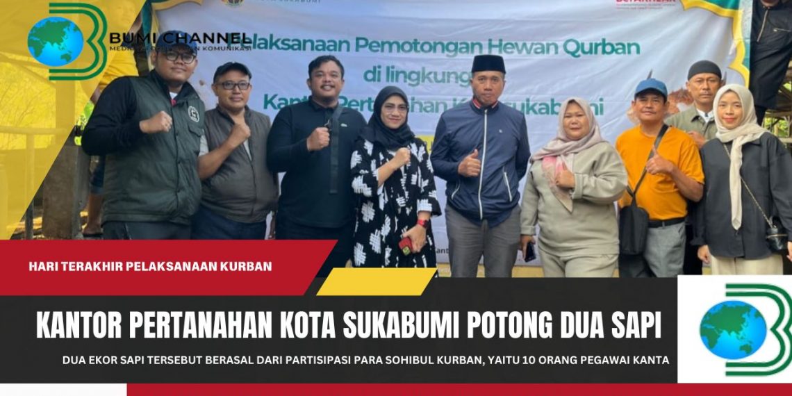 Kantor Pertanahan Kota Sukabumi Potong Dua Ekor Sapi di Idul Kurban