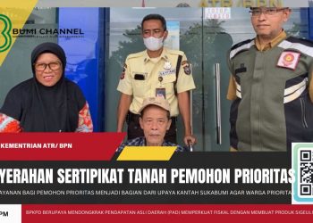 Kantor Pertahan Kota Sukabumi Serahkan Sertipikat Tanah Bagi Pemohon Prioritas