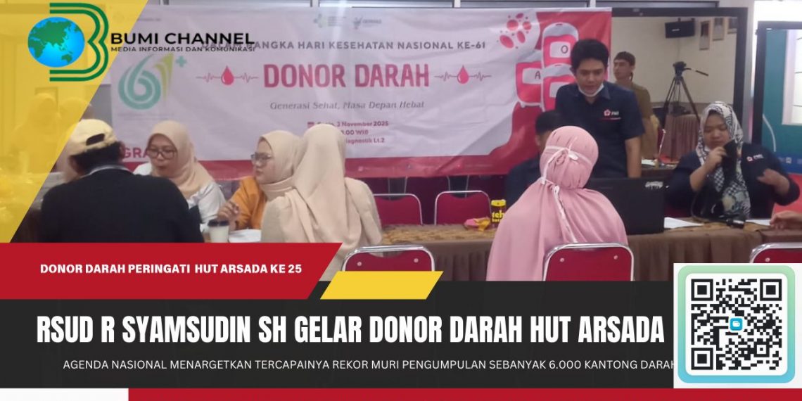 Peringati HUT ARSADA, RSUD R Syamsudin Sukabumi Gelar Donor Darah Serentak Secara Nasional