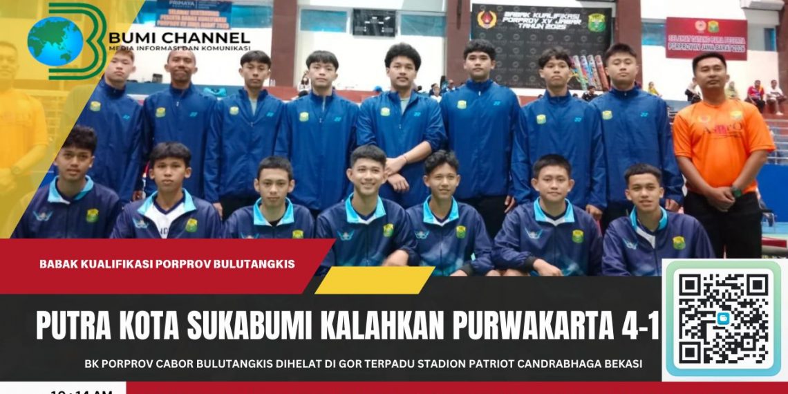 BK Porprov Jabar Cabor Bulutangkis Beregu Putra Kota Sukabumi Kalahkan Kab. Purwakarta 4-1