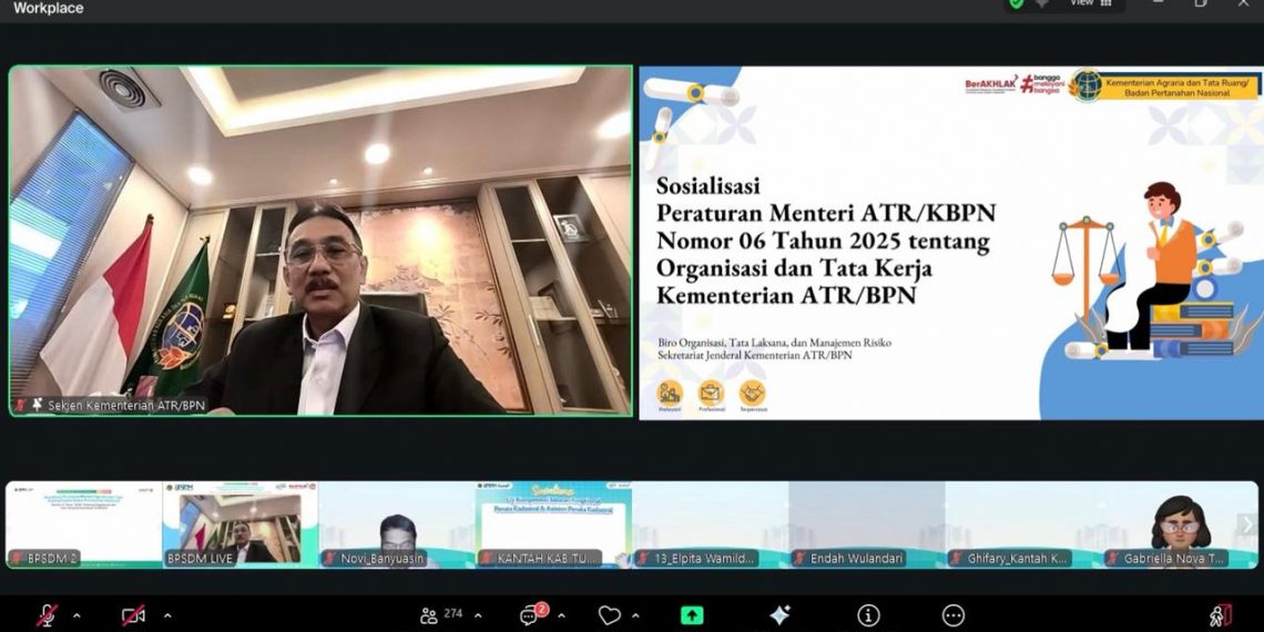 Sosialisasi Regulasi tentang Organisasi dan Tata Kerja, Sekjen ATR/BPN Tekankan Empat Pesan Strategis