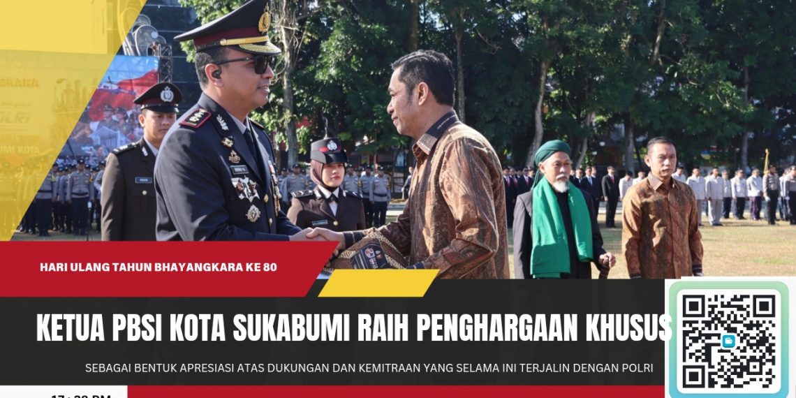 Ketua PBSI Kota Sukabumi Terima Penghargaan Khusus di Hari Bhayangkara ke-80