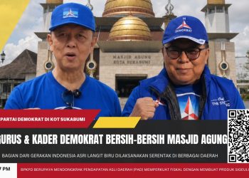 Demokrat Kota Sukabumi Rayakan HUT ke-25 dengan Bersih-Bersih Masjid Agung, Libatkan Berbagai Elemen Masyarakat
