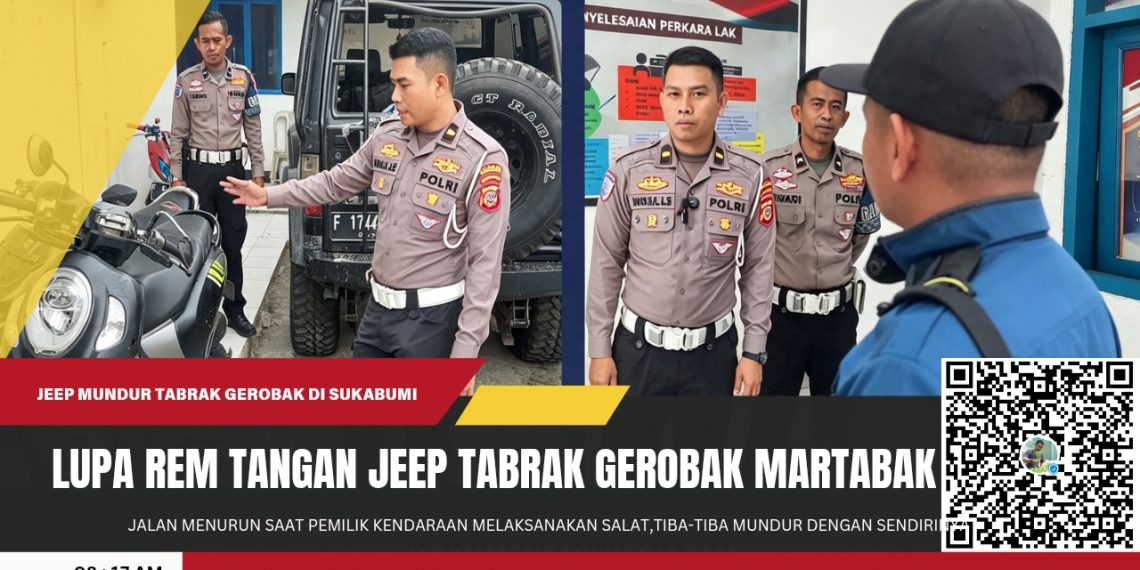 Diduga Lupa Tarik Rem Tangan, Jeep Taft Mundur 50 Meter Tabrak Gerobak Martabak di Selabintana